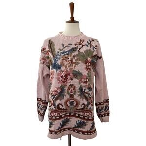 Vintage Heirloom Collectibles Floral Knit Sweater M Medium